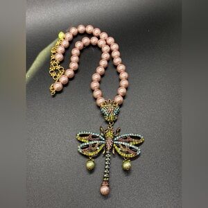 Heidi Daus Pink and Gold Dragonfly Necklace
